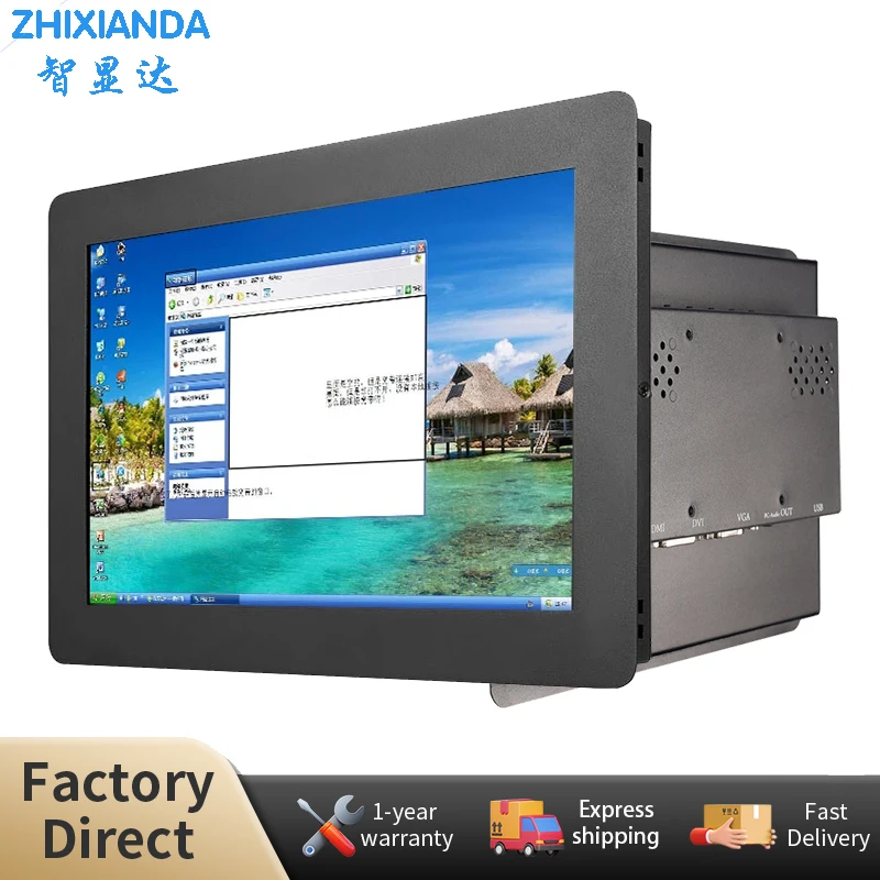 

Zhixianda 12.1 Inch Panel Mount Industrial Embedded Monitor Widescreen 1280*800 Capacitive Touch Screen Display With VGA HDMI