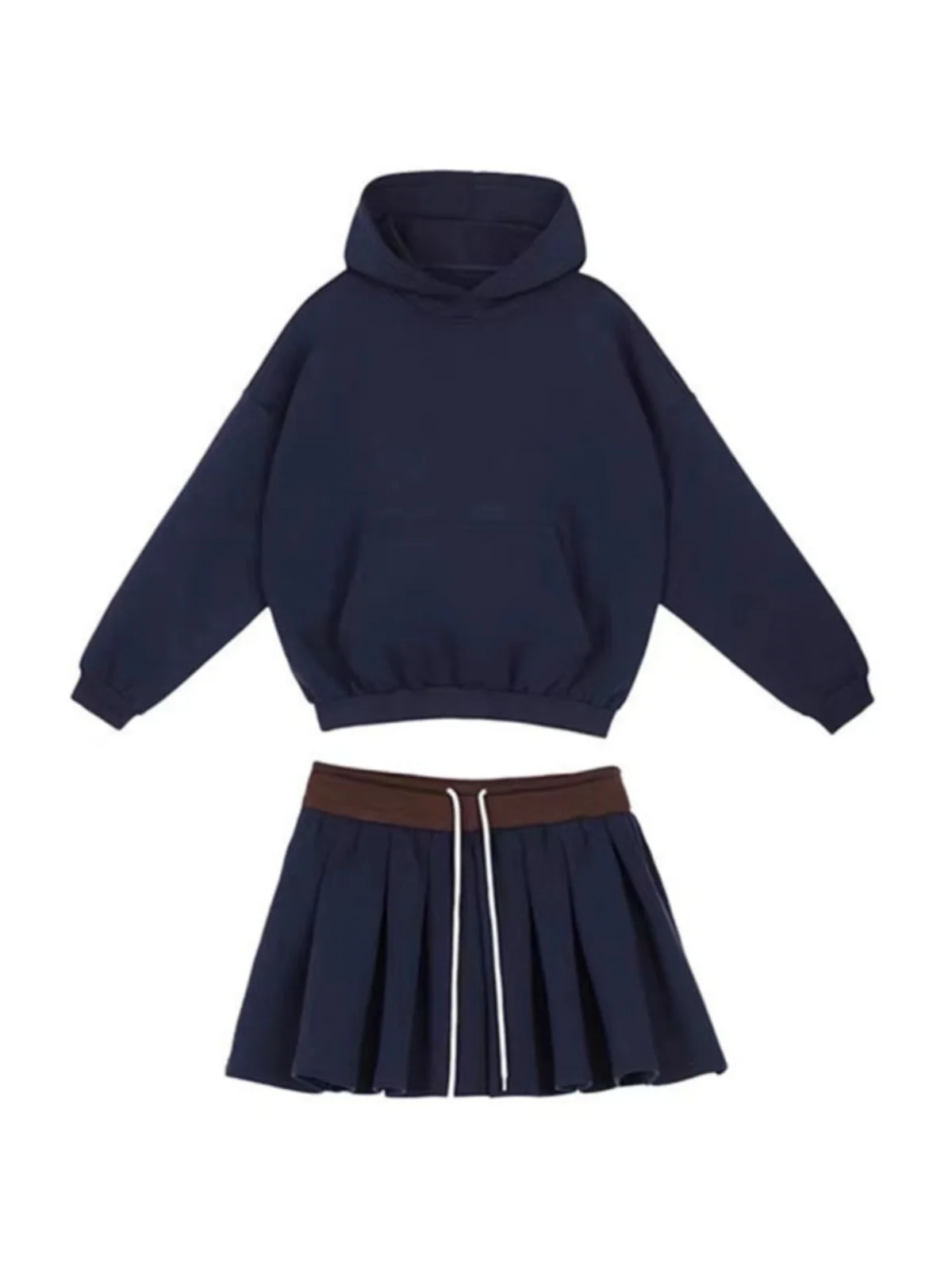 Early Autumn Korean Sle Casual Spor Hoodie And  Skirt Two-Piece Set for Women Long Sve Student Faion Ensemble