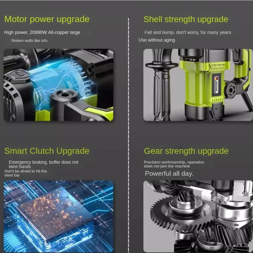 Trapano a percussione multifunzionale per calcestruzzo di grado industriale 220V trapano a percussione elettrico scalpello elettrico ad alta potenza CA