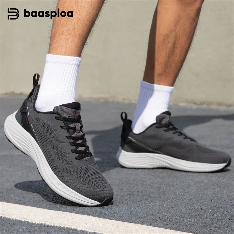 

Baasploa Men Running Shoes New Outdoor Lightweight Non-slip Sneakers Male Lace-up Mesh Breathable Sports Shoes Wear Resistant