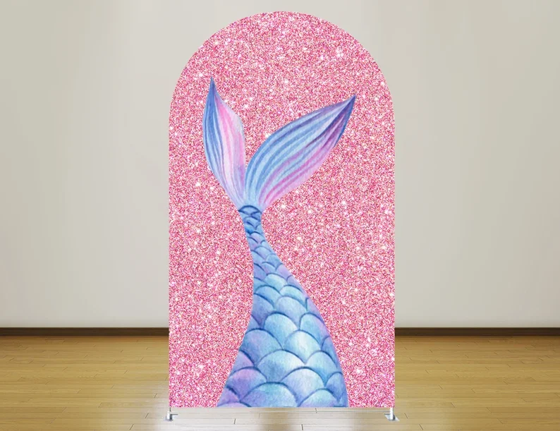 Mehofond Arch Backdrop Cover Mermaid Glitter Scale for Princess Birthday Party Baby Shower Chiara  Photo Background Decor Banner