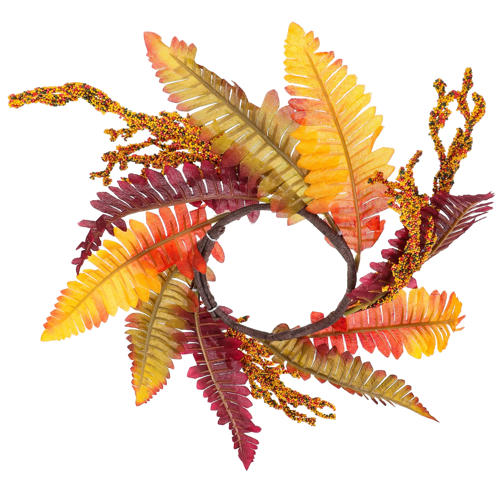 

Simulated Maple Leaf Candlestick Wreath Fall Decor Artificial Rings Pillars Thanksgiving Halloween Practical Decorative