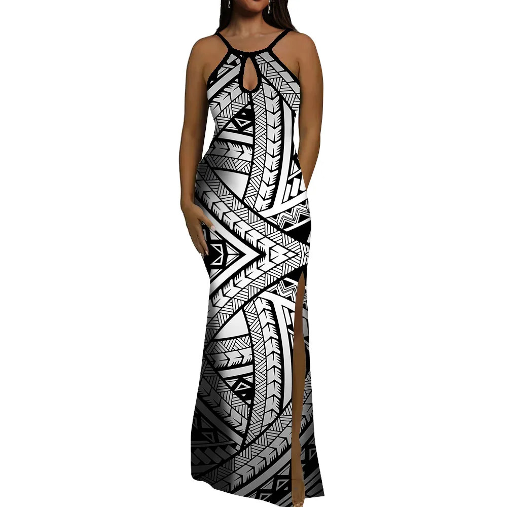 Polynesian Summer Fashion Style Women'S Custom Wholesale Vintage Print Design Vintage Elegant Sleeveless Dresses