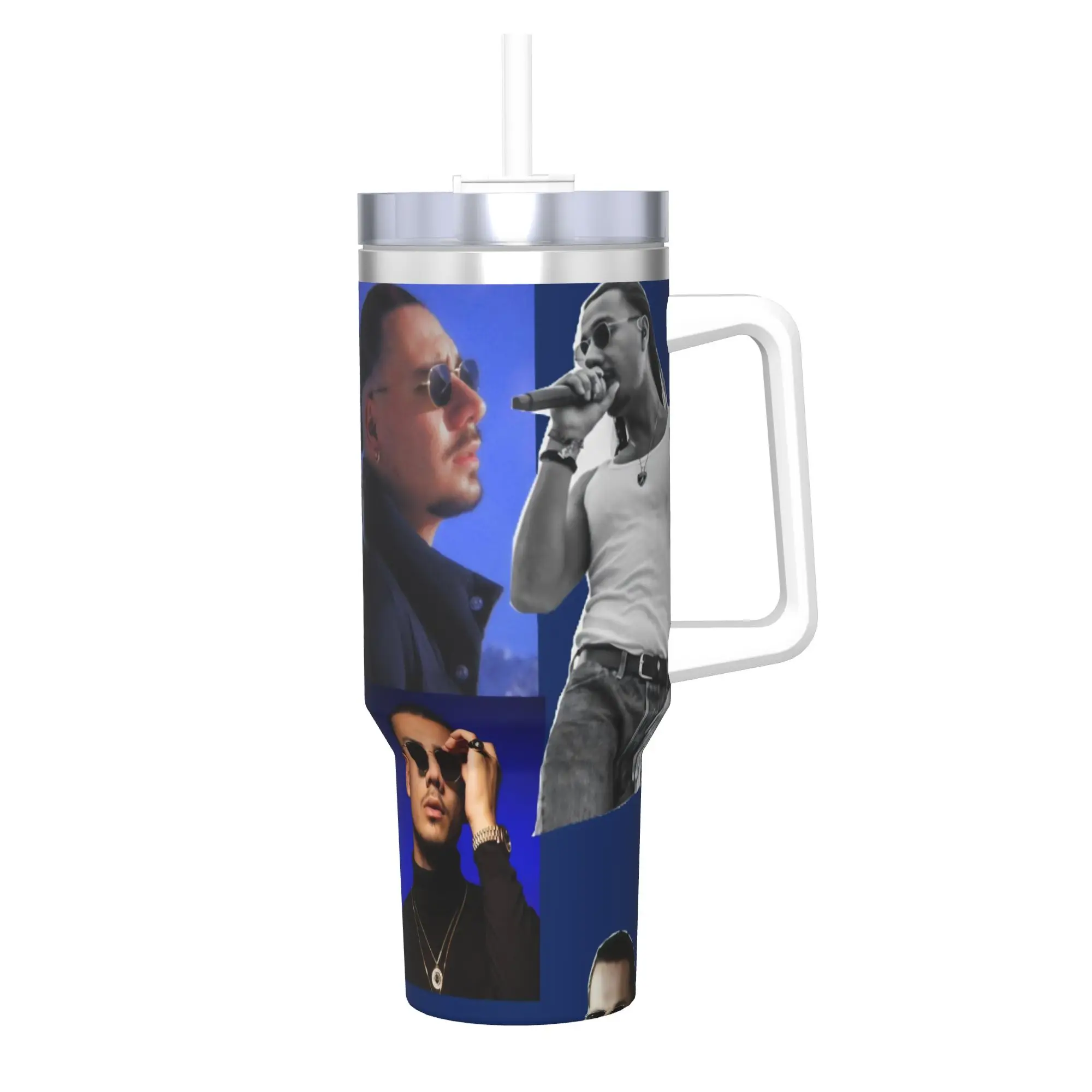 Apache207 Rapper Tumbler With Straw  Stainless Steel Tumblers Mug Double Wall Vacuum Insulated for Cold Or Hot 40oz