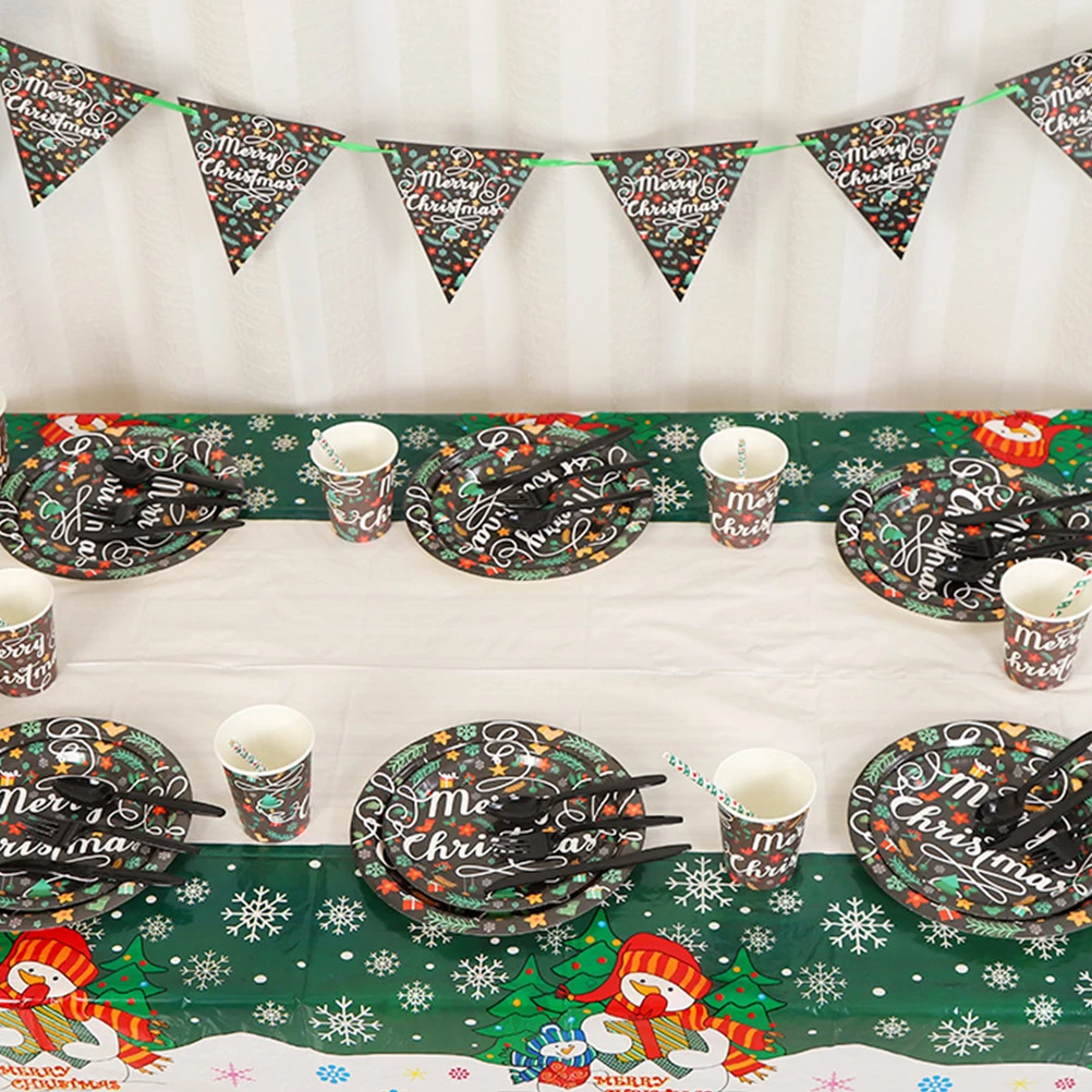 

30 Pcs Meal Dish Plates Snack Food Xmas Theme Serving Christmas Dinner
