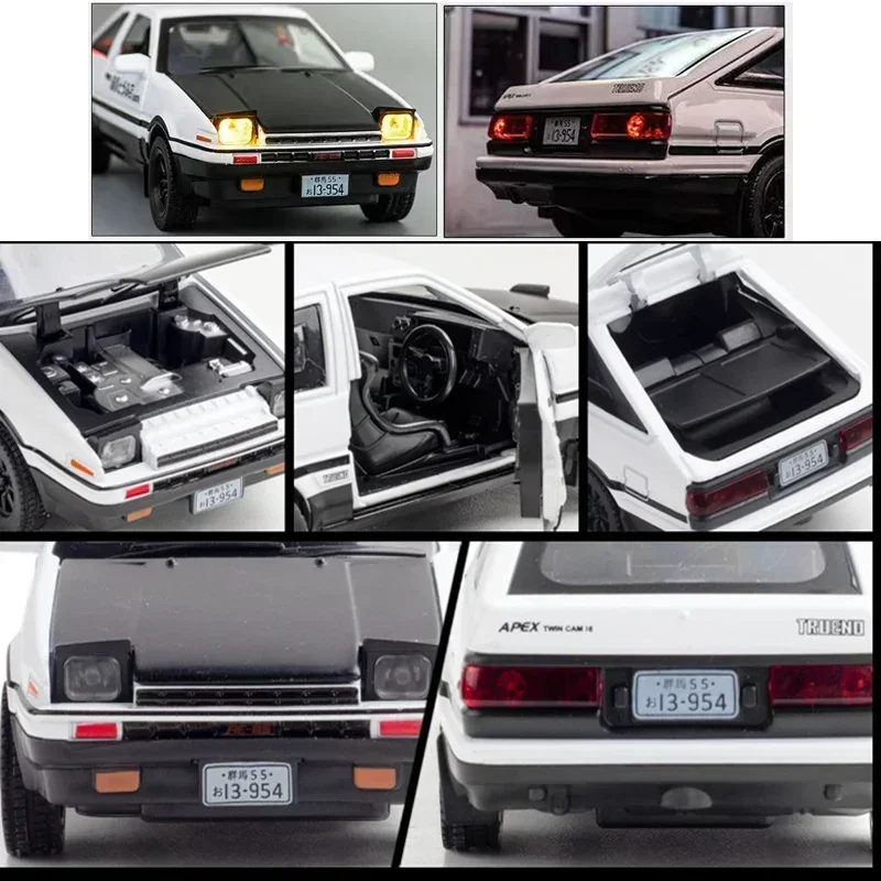 1:32 AE86 سيارة رياضية عالية محاكاة سبيكة نموذج سيارة لعبة دييكاست صب المعادن الصوت والضوء سيارة لعبة للأطفال مركبة