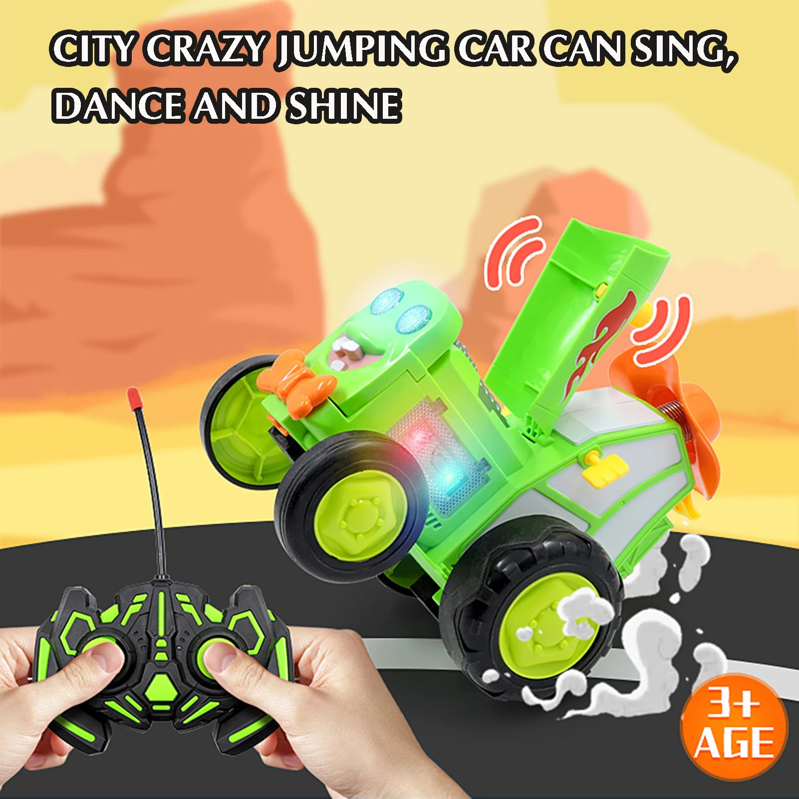 Electric Crazy Jumping Car Stunt Car Toy with Sound Light Educational Motorcycle Car Toys for Kids Early Education Vehicle