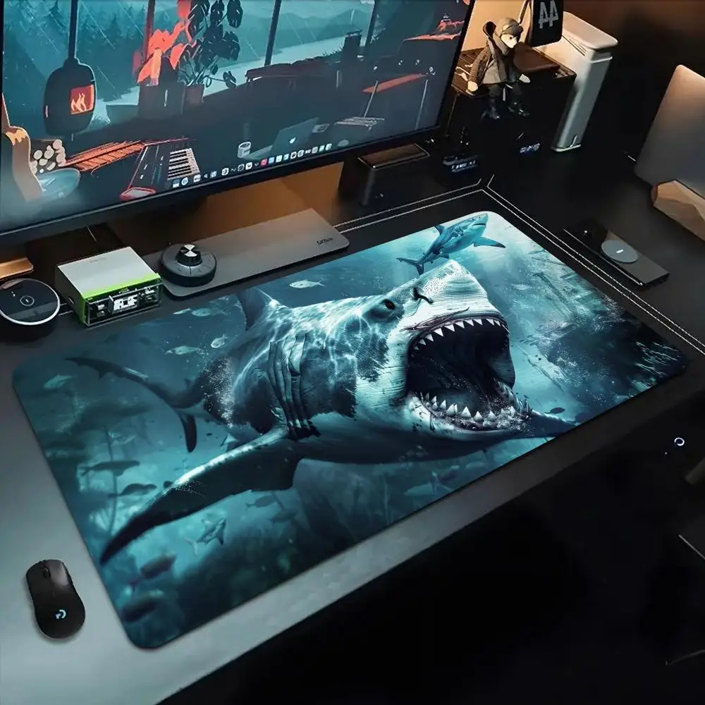 Tapis de souris requin océan 500x1000mm grand tapis de souris de jeu Gamer XL tapis de clavier Otaku en caoutchouc tapis de bureau pour ordinateur portable