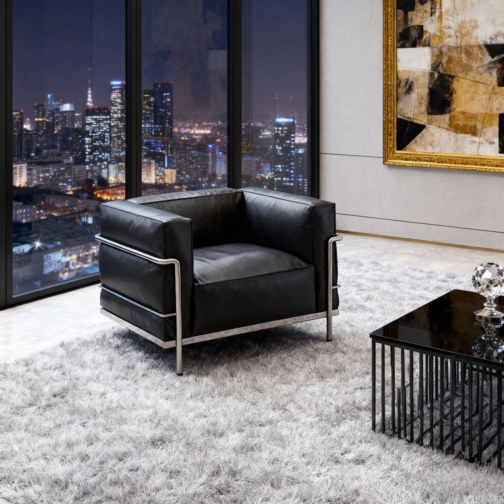 Enkele Bank Italiaanse Bauhaus LC3 Lederen Kleine Woonkamer décontracté vers le bas minimaliste Dubbele Rechte Rij Fauteuil Meubilair