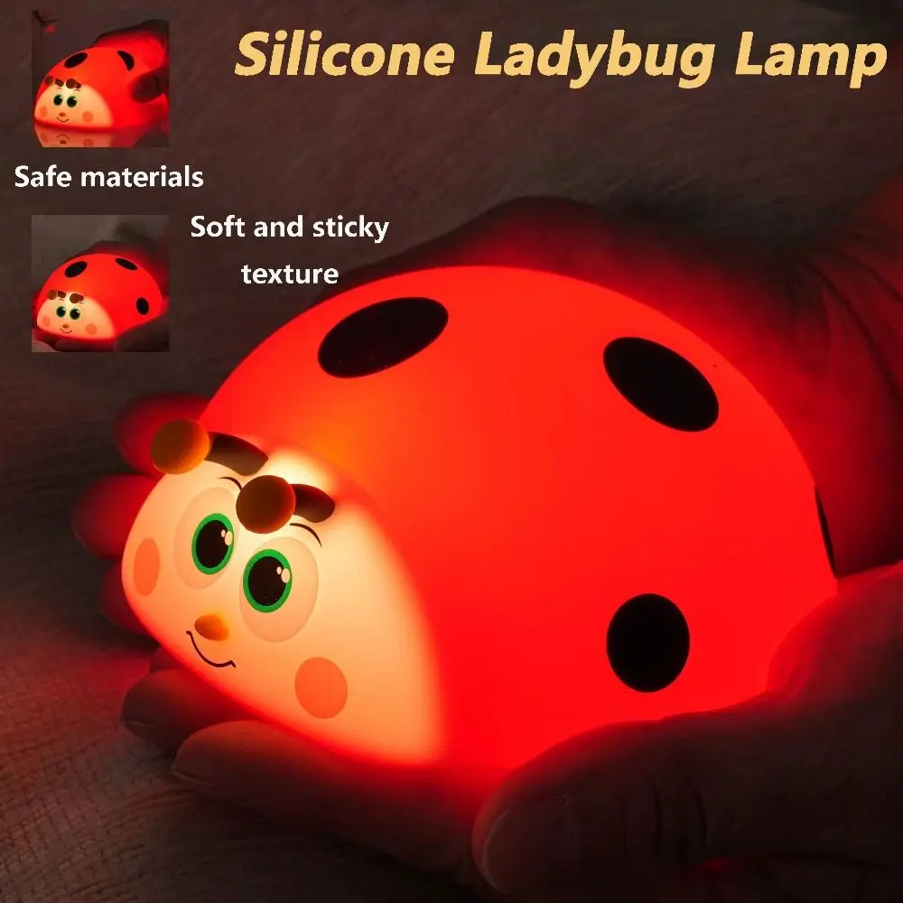 

Touch Control Ladybug Night Light Type-C Rechargeable Eye Protection Nursery Sleeping Lamp Soft Light 3 Modes