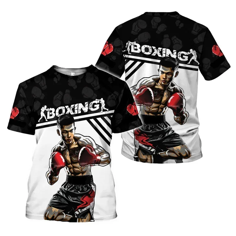 

Men's boxing glove graphic T-shirt, 3D printed boxing sports T-shirt, summer round-neck short-sleeved T-shirt, large-sized T-shi