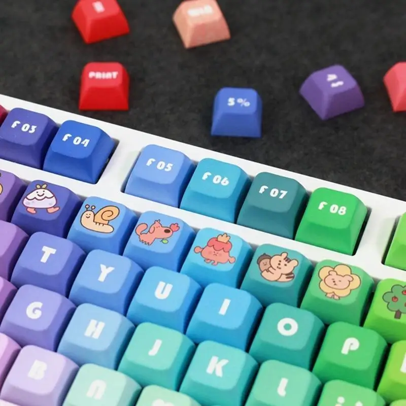 Keycaps 133PCS Rainbow Gradient Keycaps XDA Profile Keycap Set DyeSubbed Caps