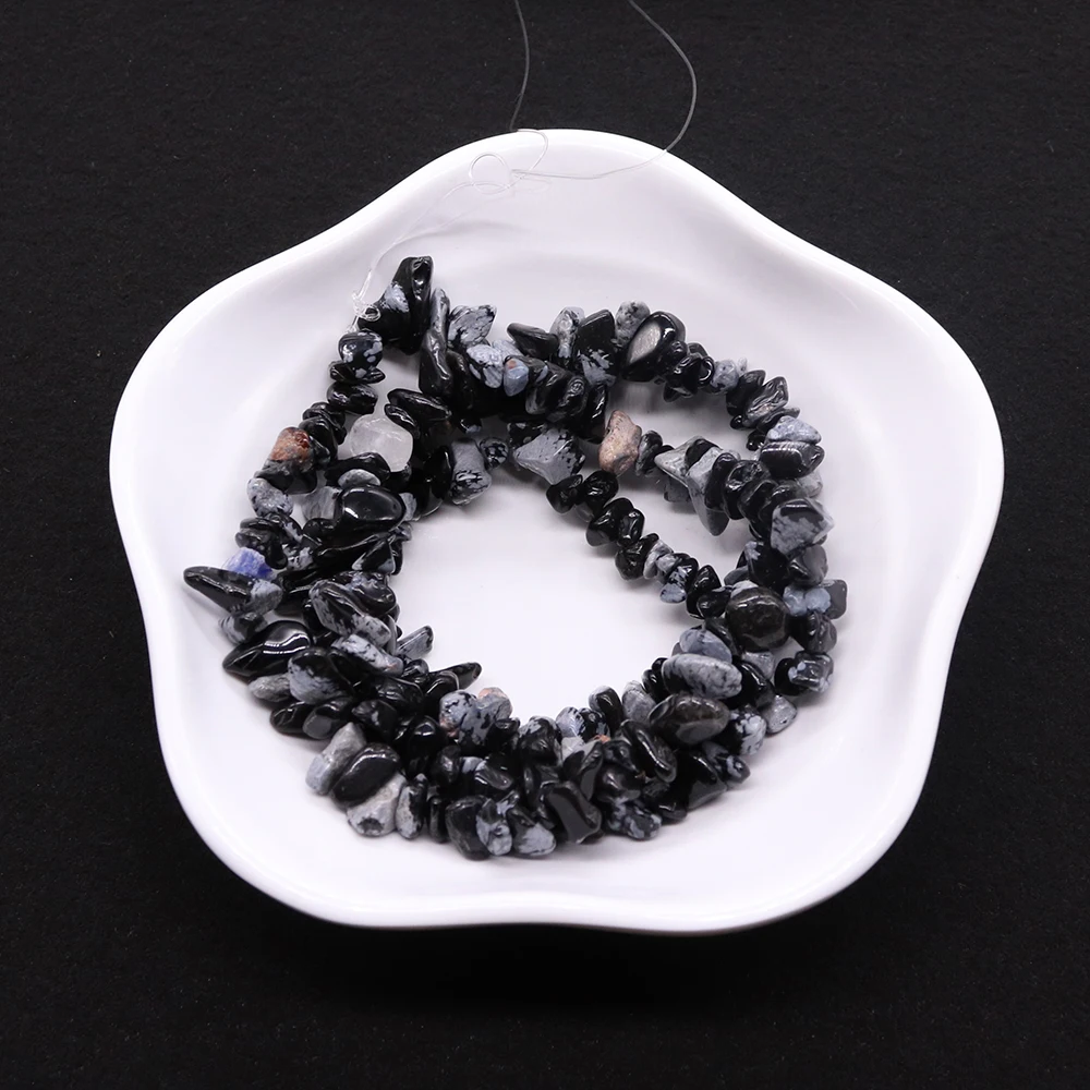 

Irregular Natural Stone Beads Snowflake Obsidian Crushed Stone Loose Bead Accessory 1 Strand DIY Creative Necklace Bracelet Gift