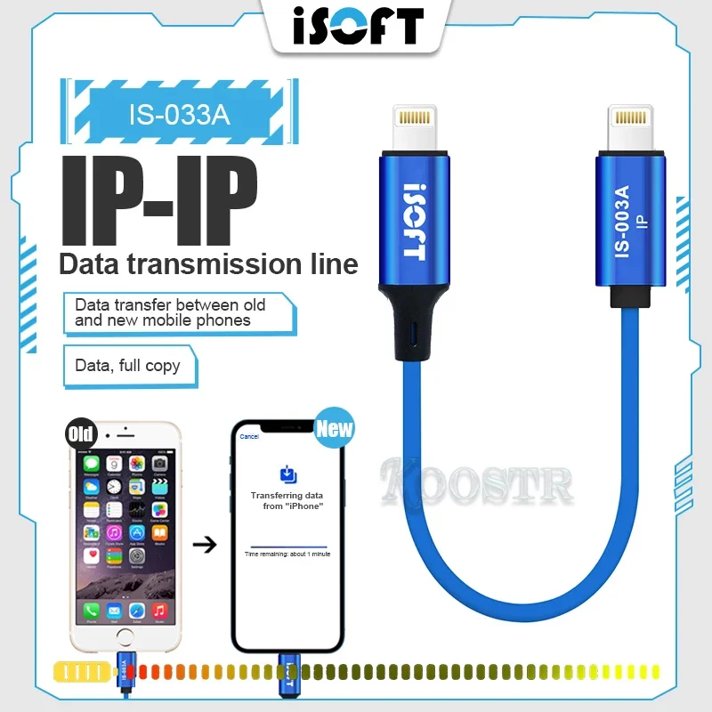 For iPhone 8-12 Pro Data Transfer Cable Line ISOFT IS-003A B C Lightning To Lightning OTG Picture Message Video Easy Copy File