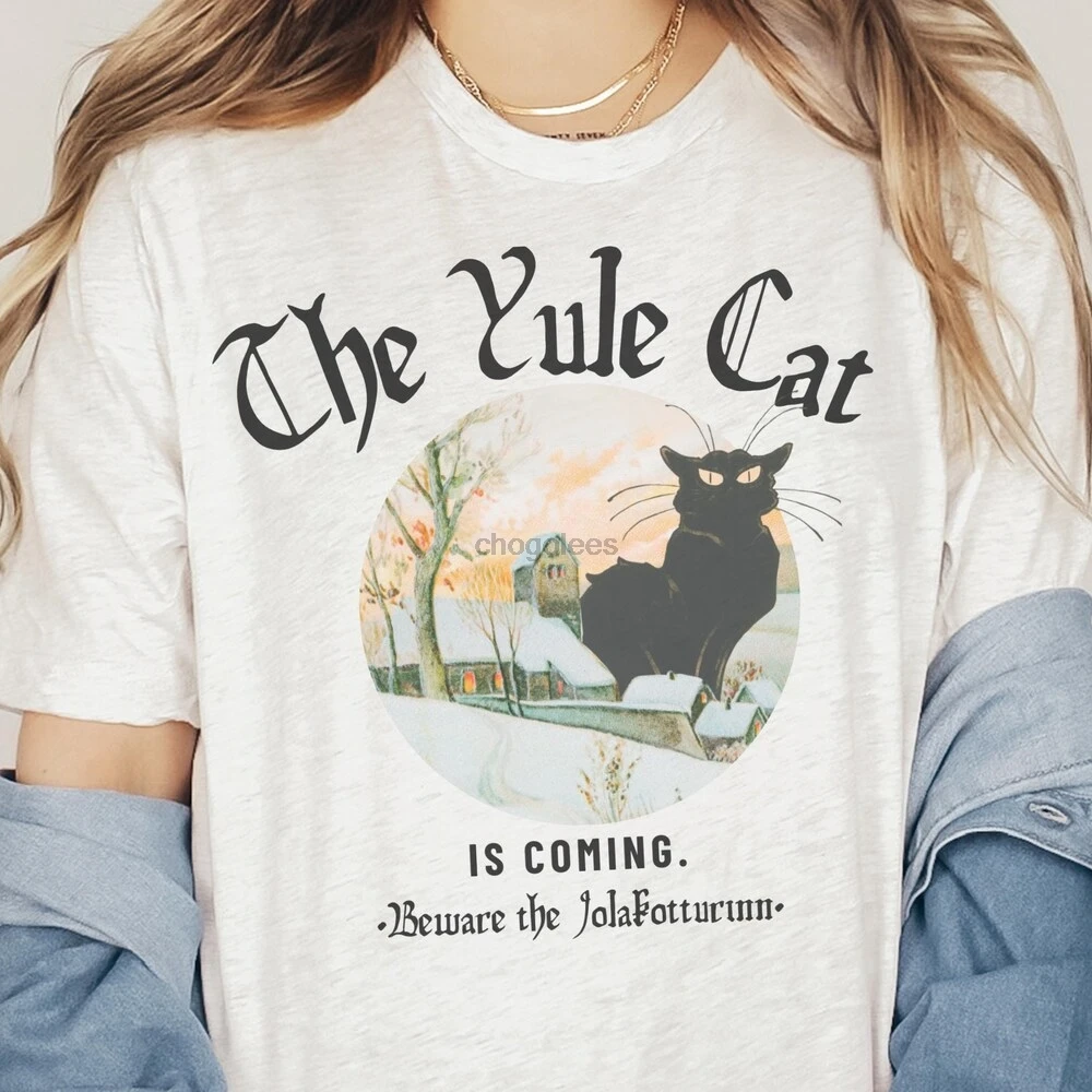 Yule Cat Shirt Jolakotturinn Christmas Cat Shirt Krampus Cat Unisex Holiday Winter Solstice Yule Icelandic Folklore Dark Academi