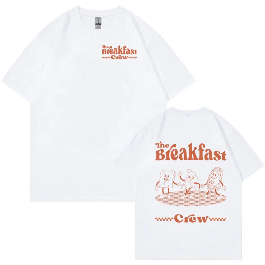 Breakfast Crew Funny Meme T Shirt Retro Cartoon Summer Cute Clothing T-shirt Men Women Casual Fashion Oversized Cotton T Shirts