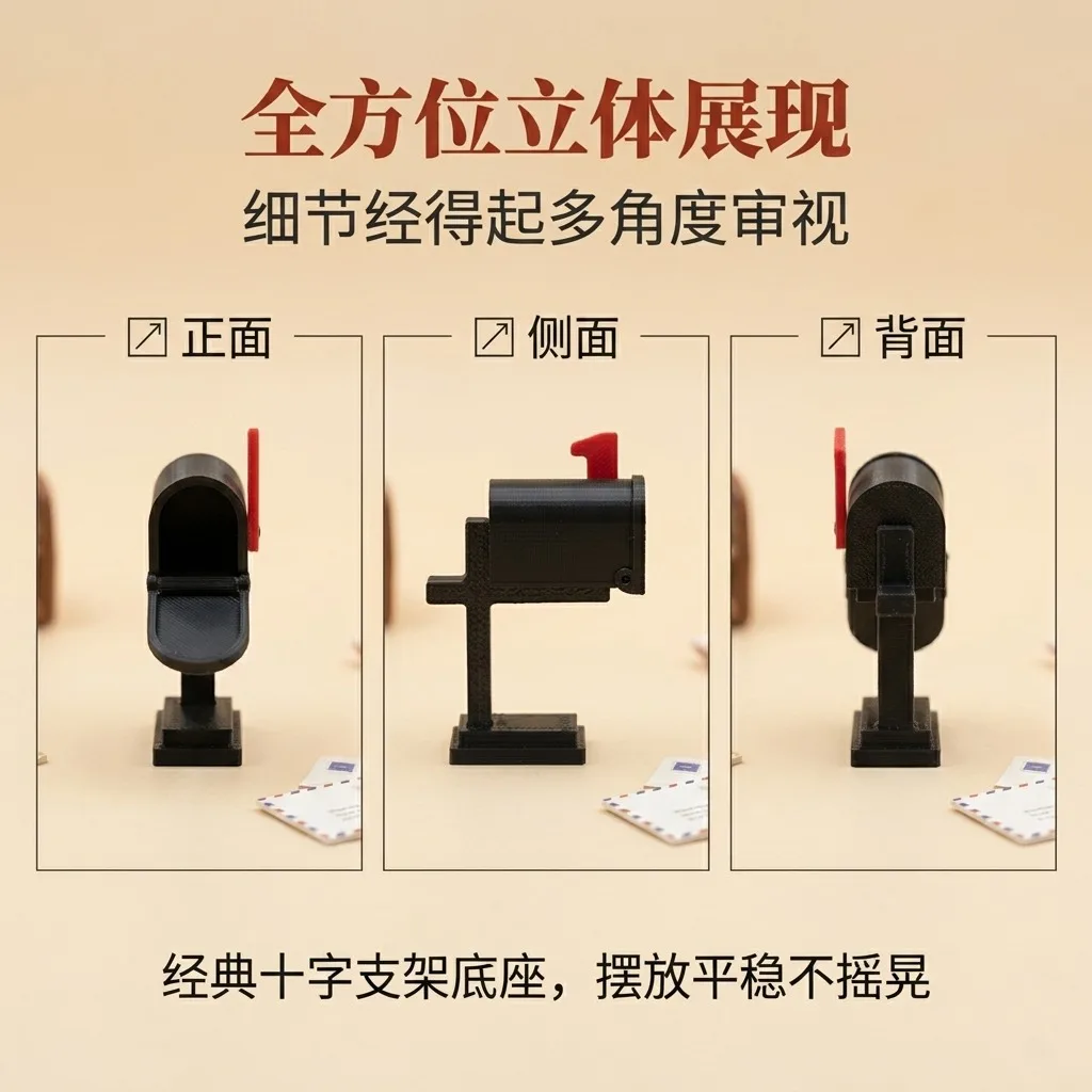 Mini Mailbox 1:12 American Mailbox Model Miniature Letter Box Scene Accessory Figure DIY Photography Prop Desktop Ornament