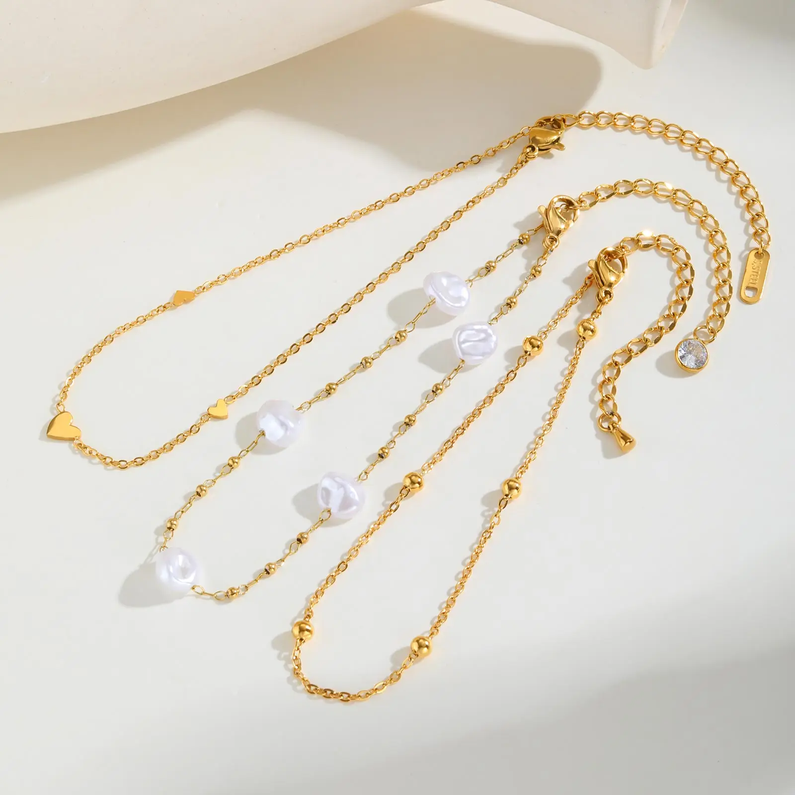 Picture 4: Minimalist Heart Beaded Chain Anklet for Women Girl, Stainless Steel Gold Plated Ankle Bracelet, Foot Jewelry Summer Accessories