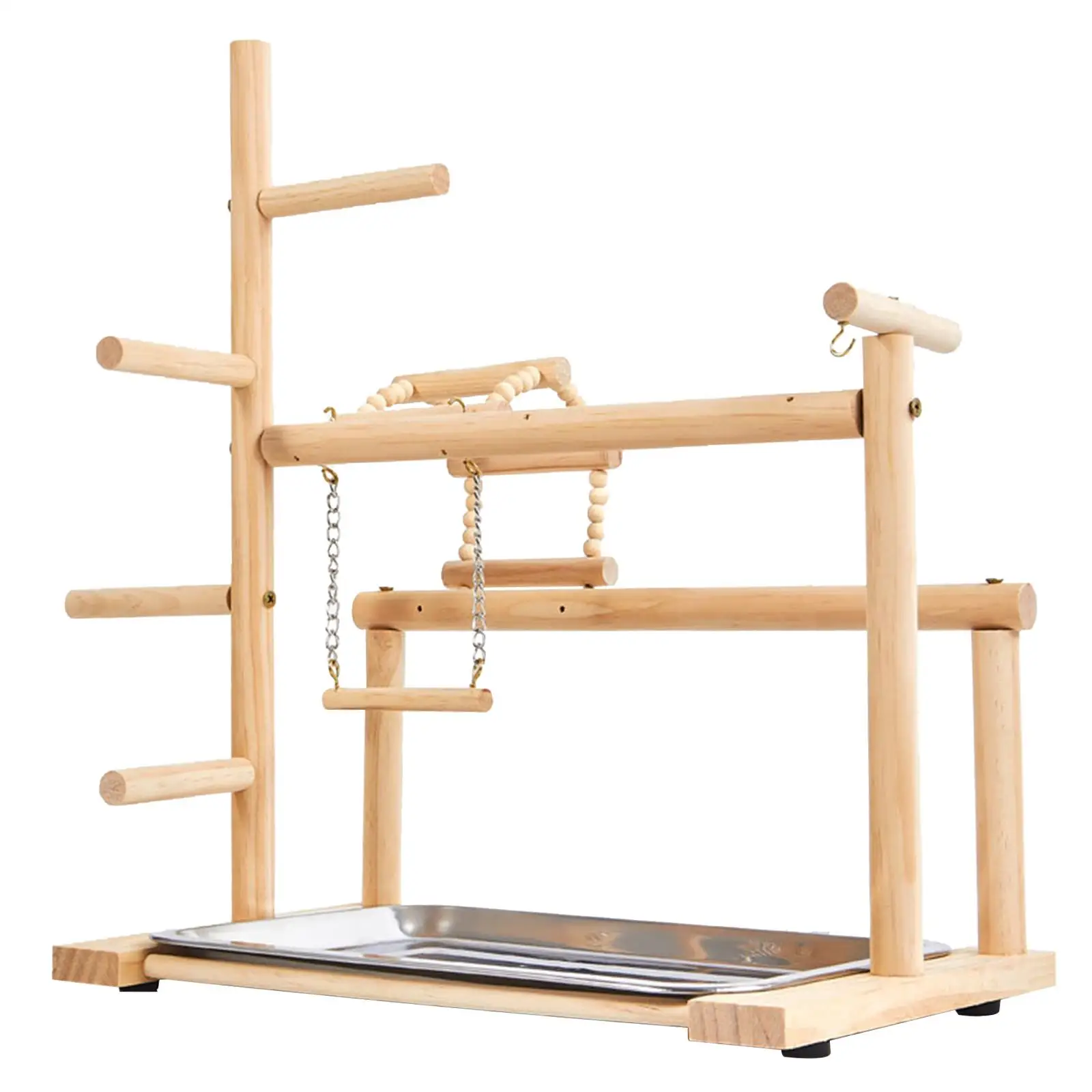 Wooden Bird Playground with Tray Perch Gym for Cockatoos Conures Cockatiels