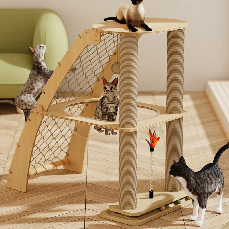 

Space Capsule Cat Climbing Frame Sisal Scratching Board with Hammock Wear-Resistant No-Shedding Pet Climbing Net for Indoor