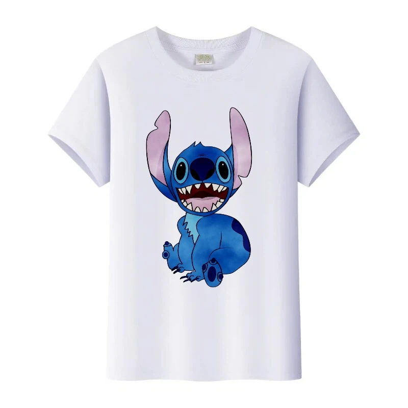 النساء السود للجنسين الملابس ديزني غرزة الكرتون الجرافيك القمم الرجال البلوزات Y2k الشارع الشهير الاطفال تيز الأسرة حجم كبير تي شيرت هدية