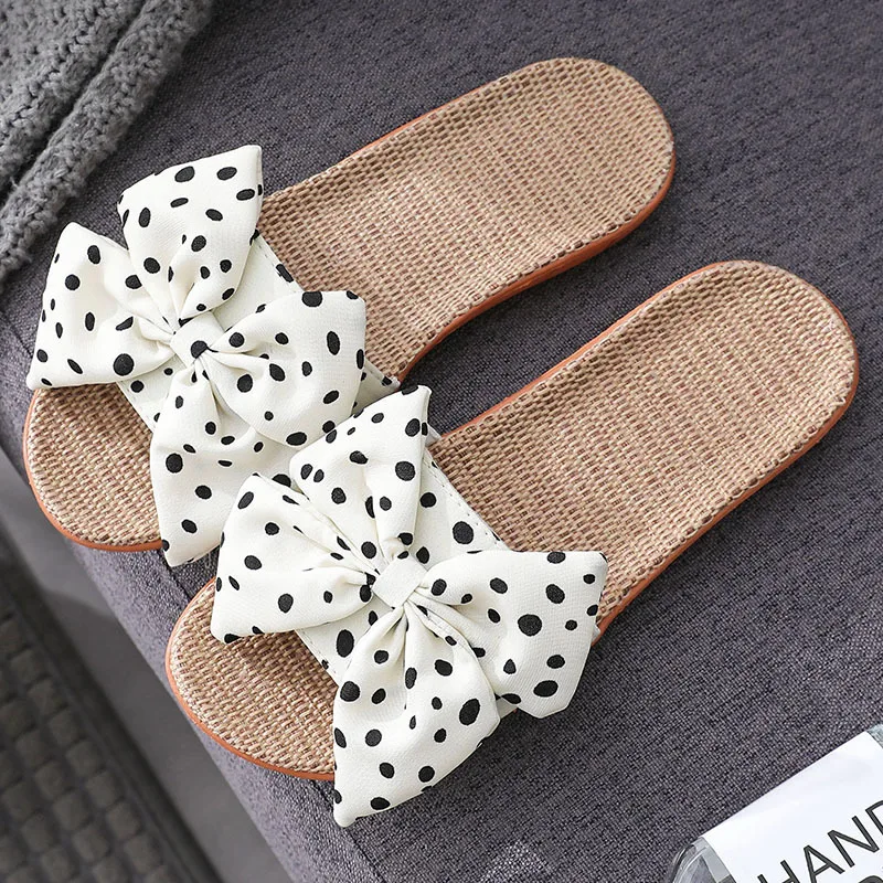 Womens Sweet Bow Sandals Outdoor Summer Beach Slippers Women Fashion Ins Home Anti-Slip Slippers Shoes For Girls