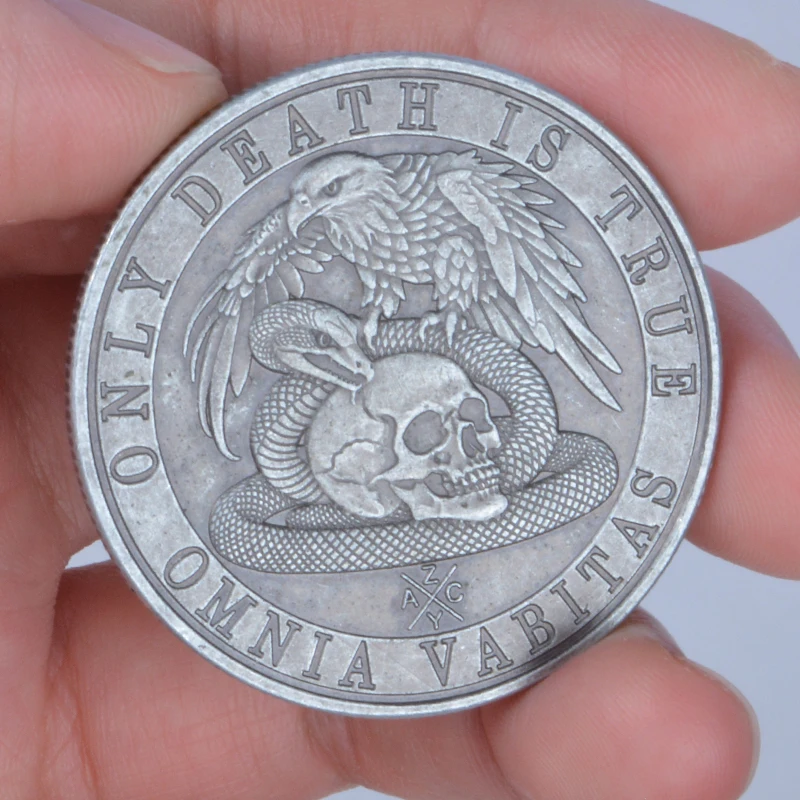 Daily Stoic Hobo Nickel Morte Ultima Veritas Skull Vincit Veritas In Omni re In Eagle Snake Battle Challenge Coins