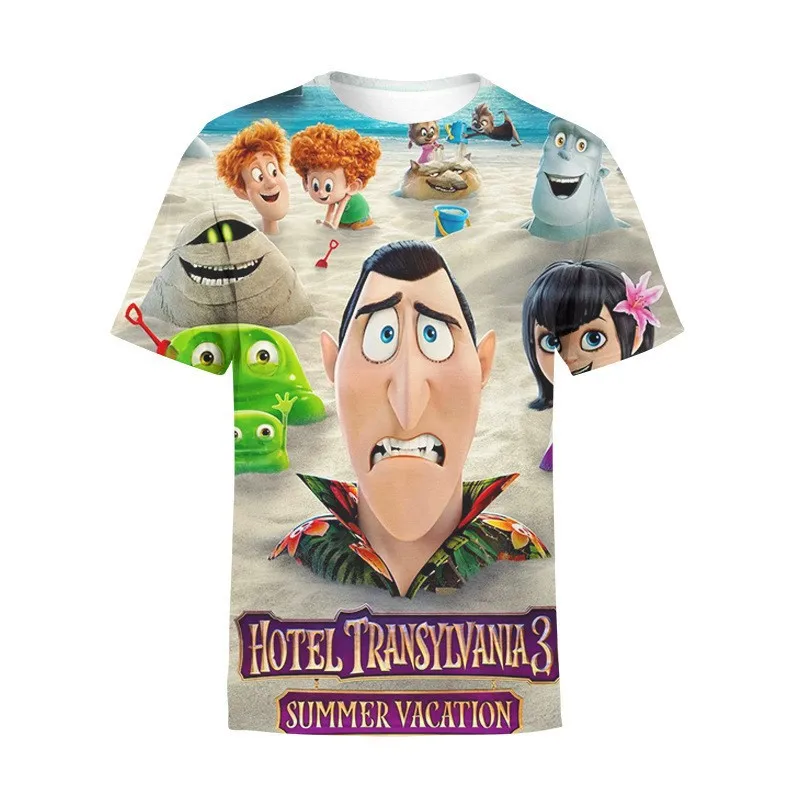 Summer T-shirt 3D digital printing boys and girls T-shirt anime Hotel Transylvania boys and girls T-shirt casual fashion T-shirt