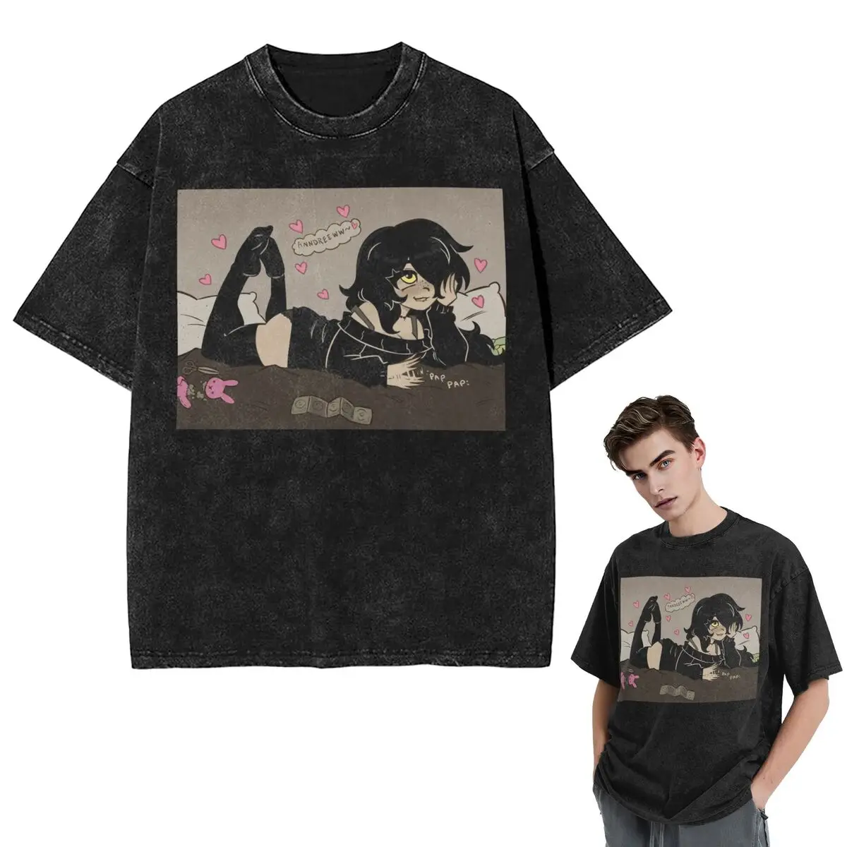 

Streetwear T-Shirts Ashley And Andrew Washed T Shirt Short Sleeve Hip Hop T-Shirt Tops Tees for Men Women