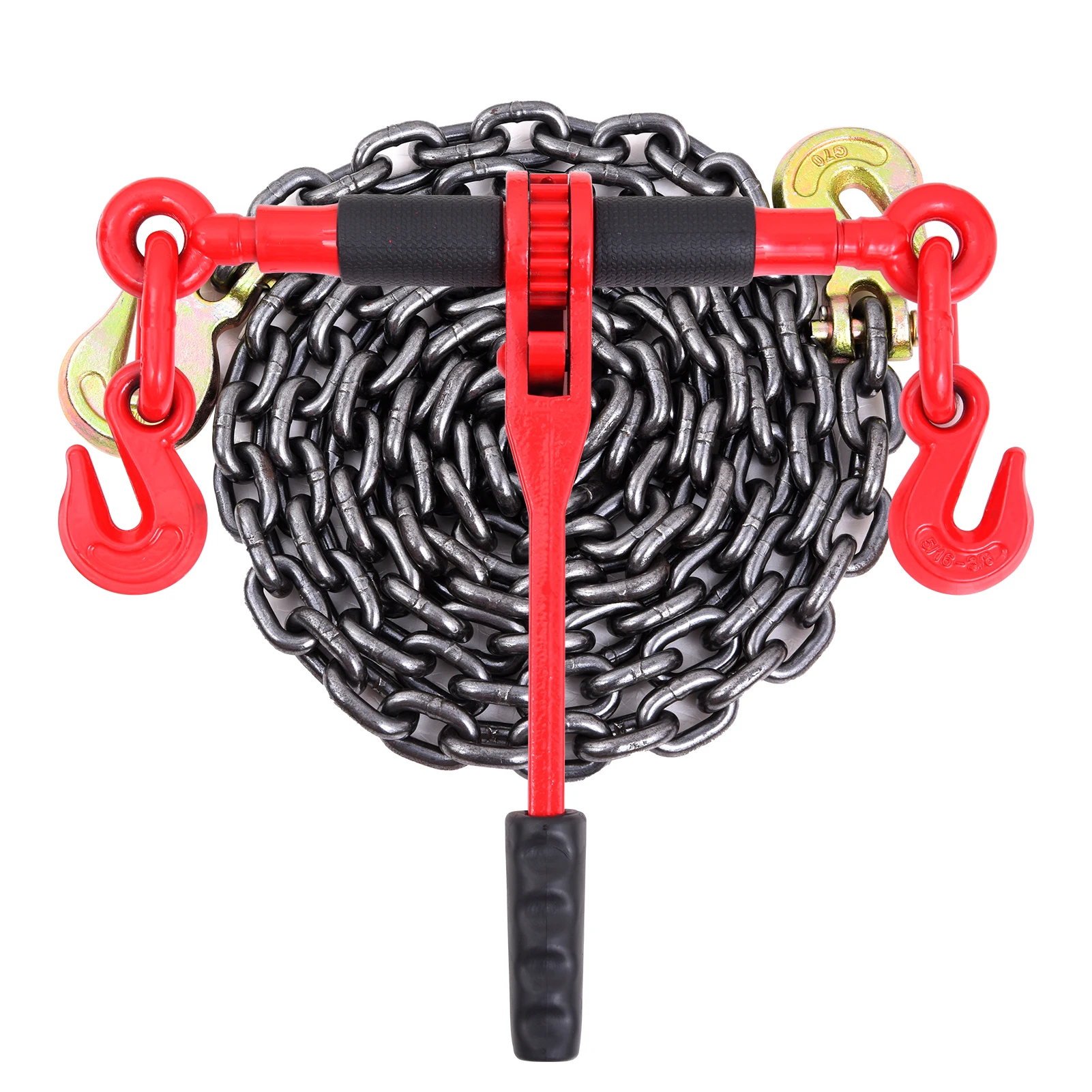 Łańcuchy holownicze o wysokiej wytrzymałości 4900 kg z napinaczami G80, zestaw łańcuchów 20' z napinaczem ładunku.