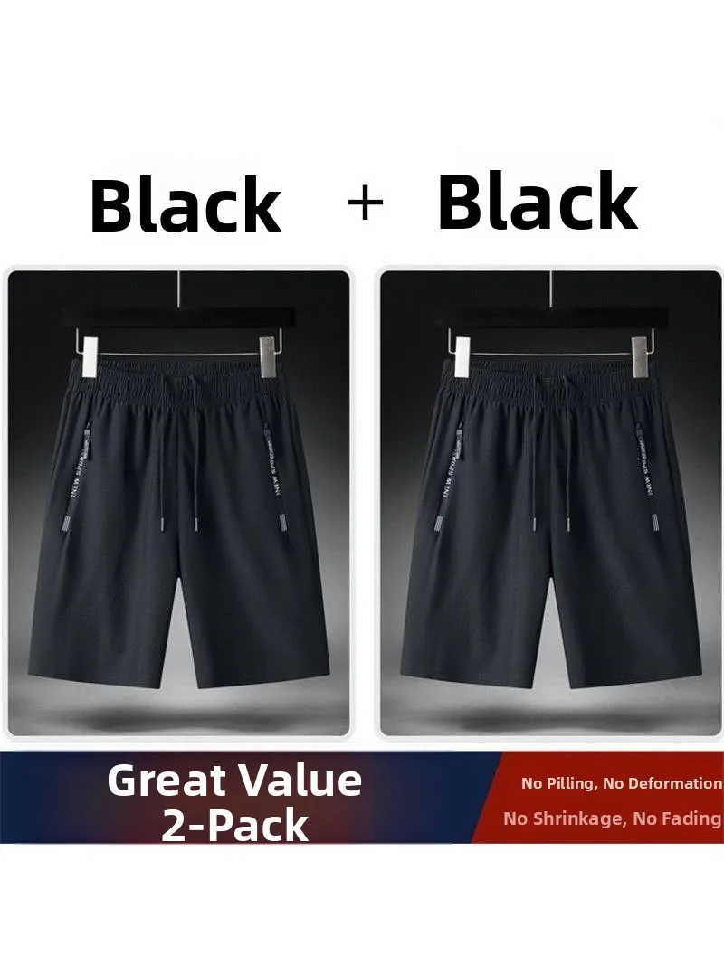 

Свободный крой, летние рта из ледяного шелка для мужчин, пляжные спортивные повседневные брюки, прямые брюки, средний год, полиэфирное волокно