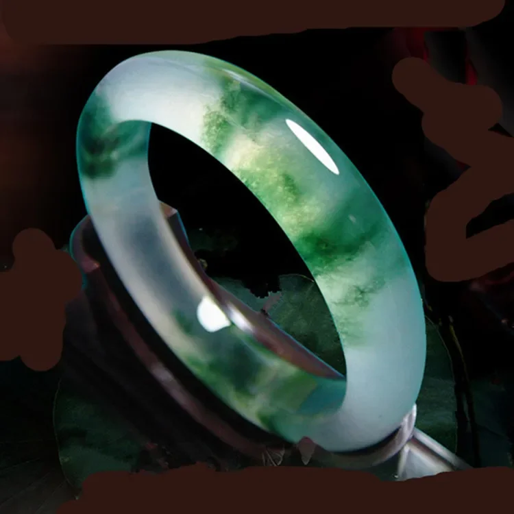 

Оптовый женский браслет из нефрита с плавающим цветком ледяного типа, трехступенчатый браслет с плавающим зеленым цветком, кварцитовый нефритовый браслет из камня