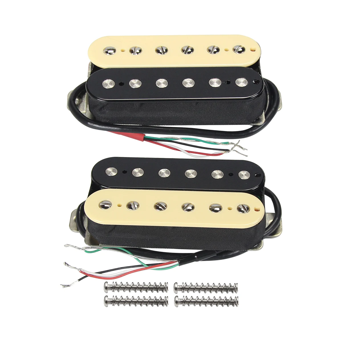 FLEOR Set of Zebra Neck + Bridge Electric Guitar Humbucker Pickup Passive Ceramic Magnet Guitar Parts