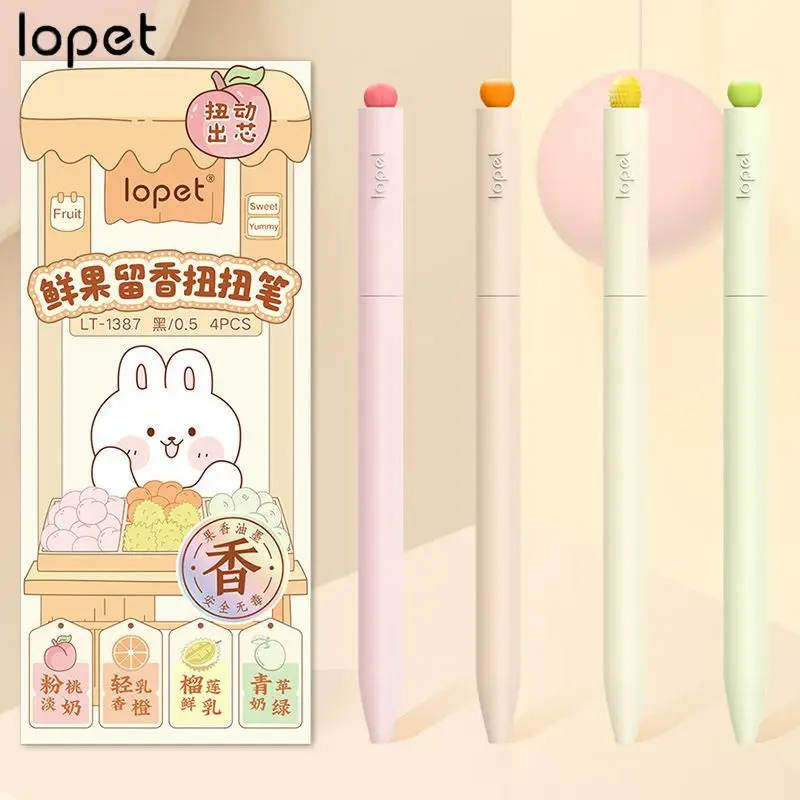 4pc/lot Lopet Kawaii Gel Ink Pen Set 0.5MM Cute Sign Pens Back To School Stationery Rotating Core Quick Drying ST Nib for Office