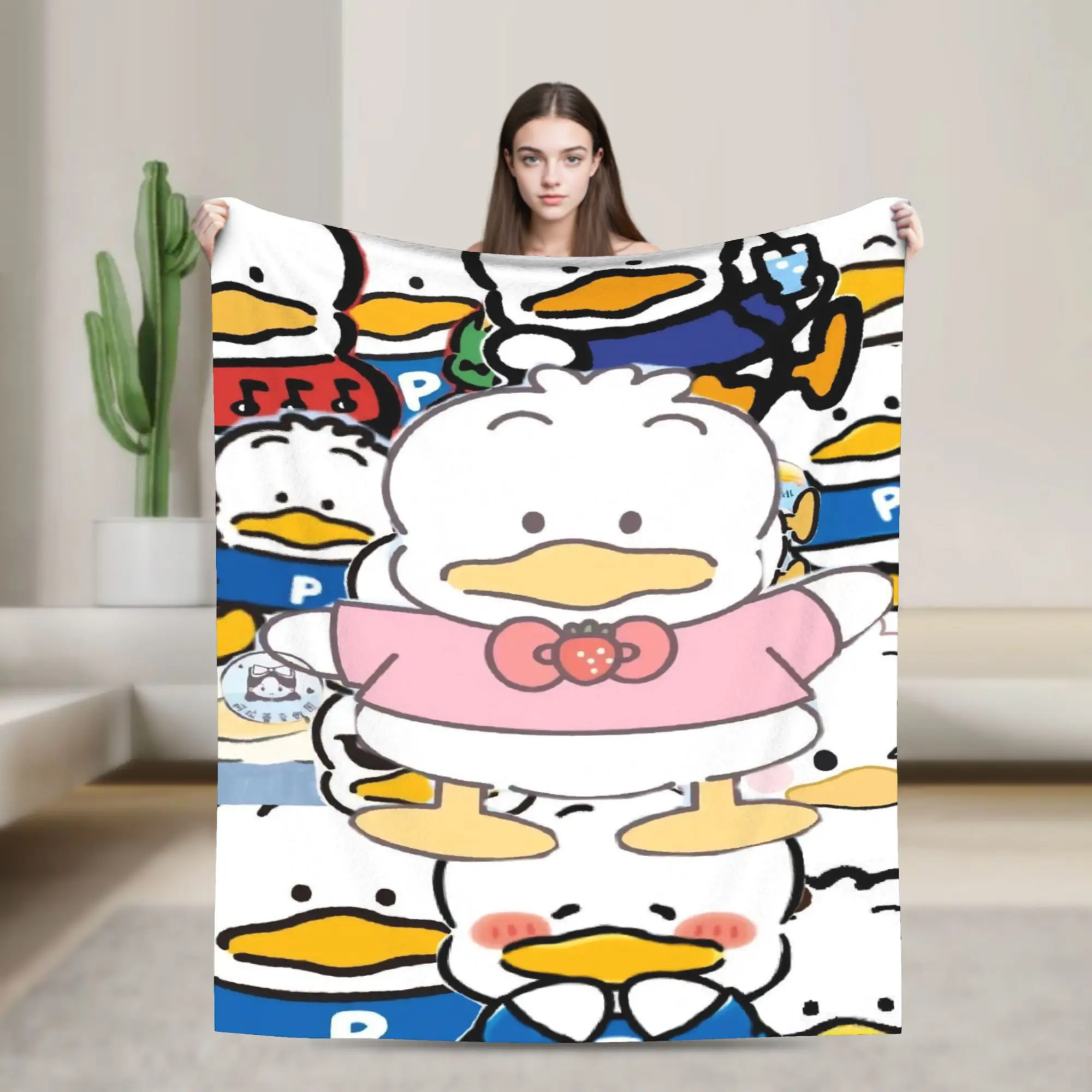 Duck Blanket Flannel All Season Cute Cartoon Portable Super Soft Throw Blanket for Bed Car Quilt