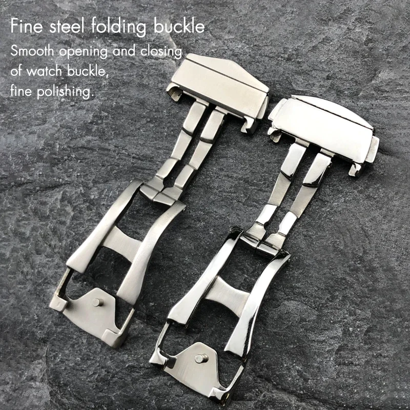 Deployment Watch Buckle Folding Clasp 16mm 18mm 20mm for Omega  Strap Rubber Band 316L Steel Black Silver Accessories