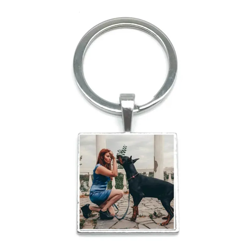 Diy Personalized Custom Square Keychain Customdog Pendant Keychain For Your Favorite Souvenir Jewelry Gift