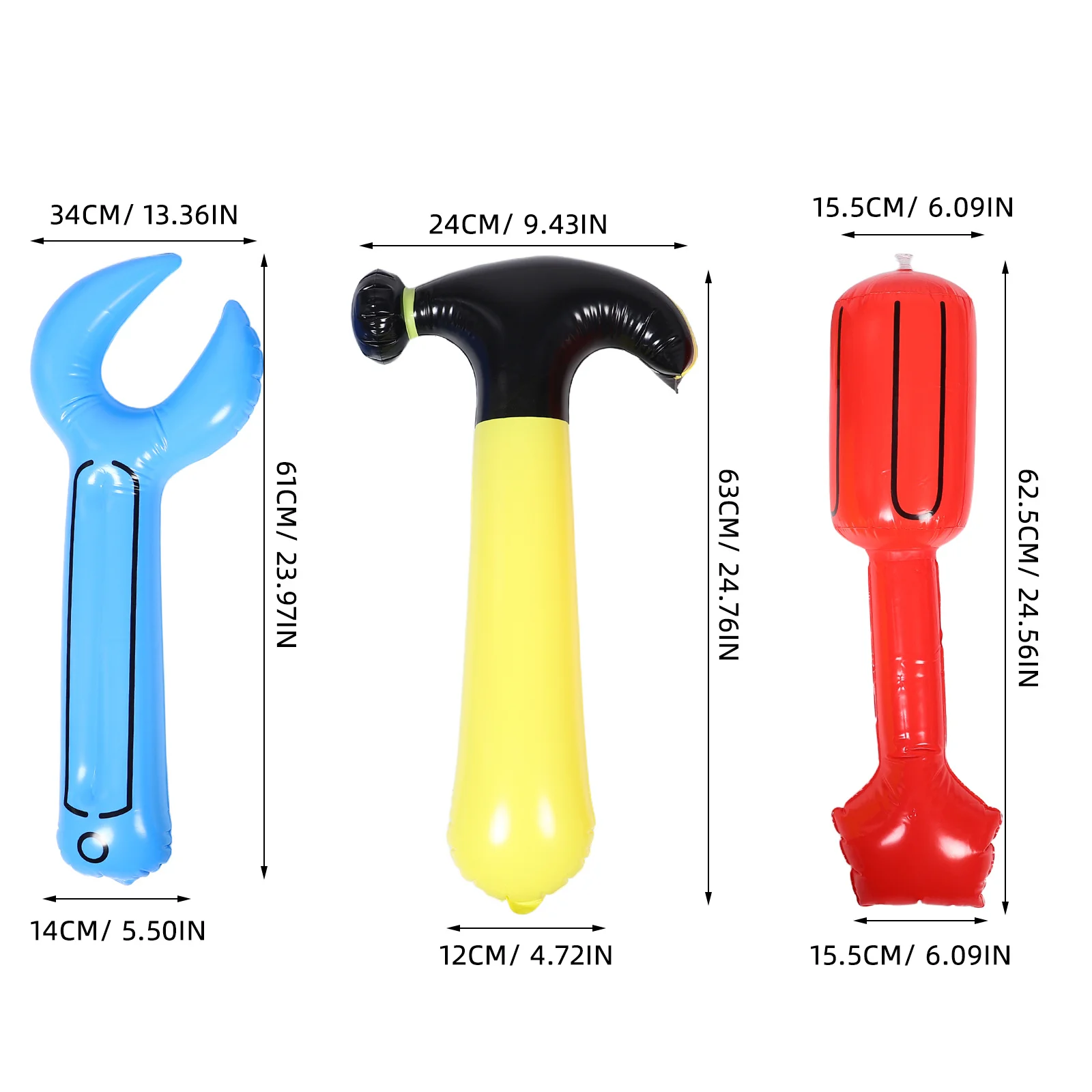 1Set Inflatable Construction Tools Set Realistic Design Pretend Play Kit for Children Birthday Party Favors Outdoor Games