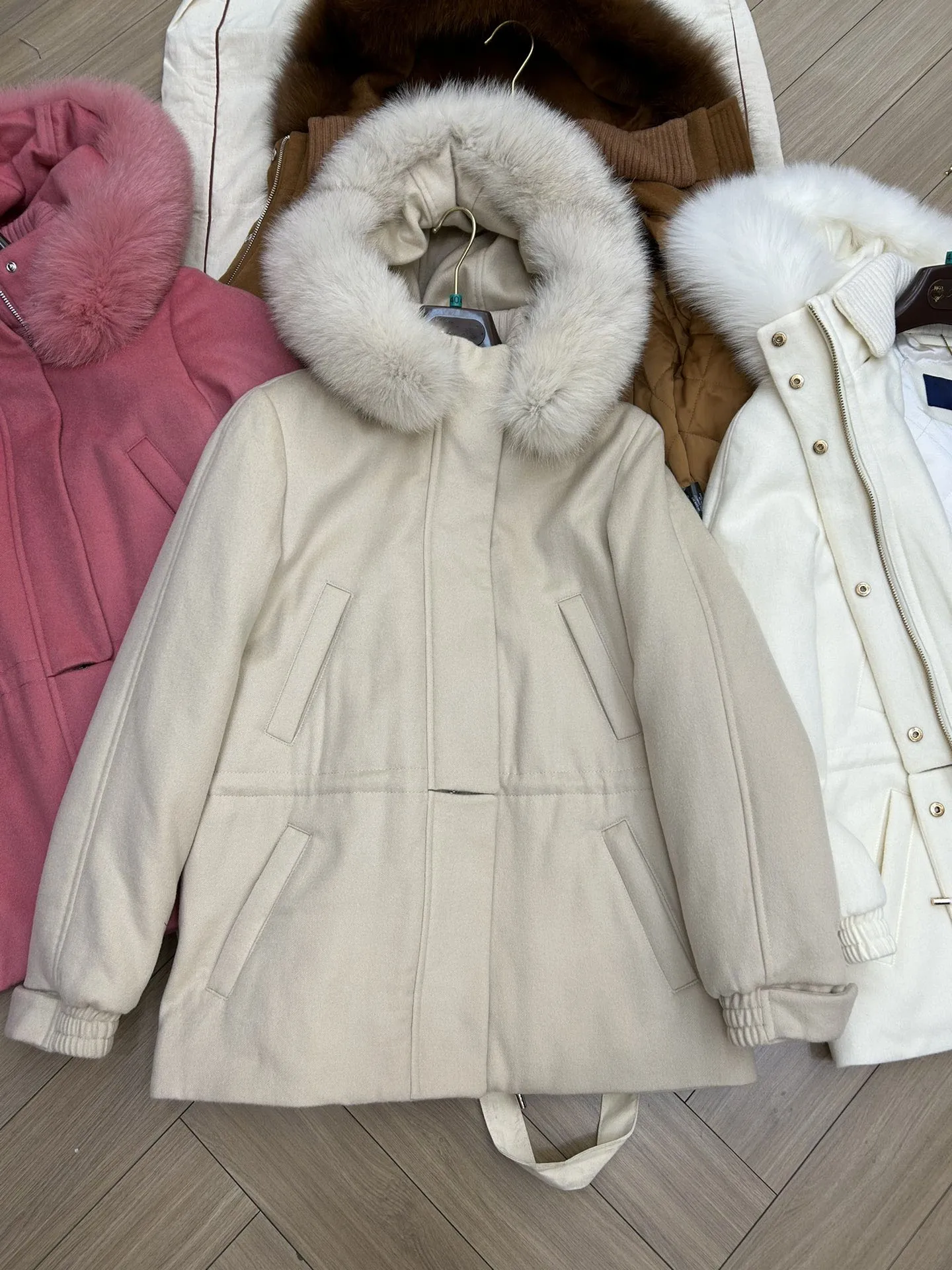 Winter Ski Suit Fox Fur Collar Quilted Jacket With Detachable Hat Simple And Elegant Fashion All-Match Women