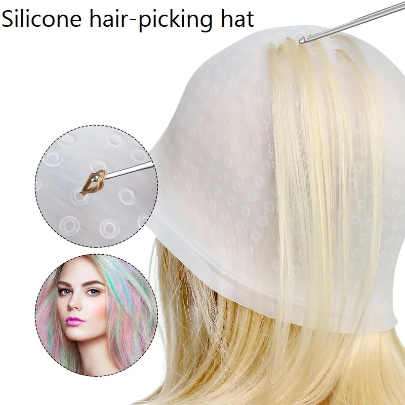 2pcs Reusable Silicone Hair Staining Cap Multicolor Hair Coloring Dye Cap with Hook Silicone Hair Coloring Cap for Home Salon