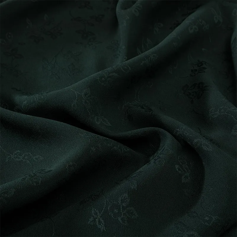 

Dark green silk jacquard satin fabric intangible cultural heritage trend new Chinese-style ramie in multiple colors