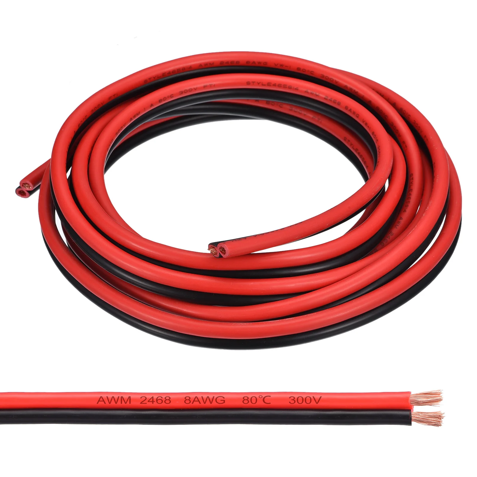 10-100ft Electrical Wire Cable 8AWG 10AWG 12AWG 2468 Electrical Wire PVC Cord Copper Red Black Cable for LED Strip Lamp Lighting