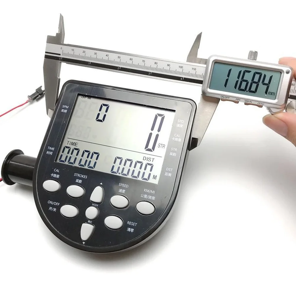 LCD Display Counter Digital Fitness Monitor For Rowing Machine With Distance Calories Tracking Black Plastic Sport Equipment