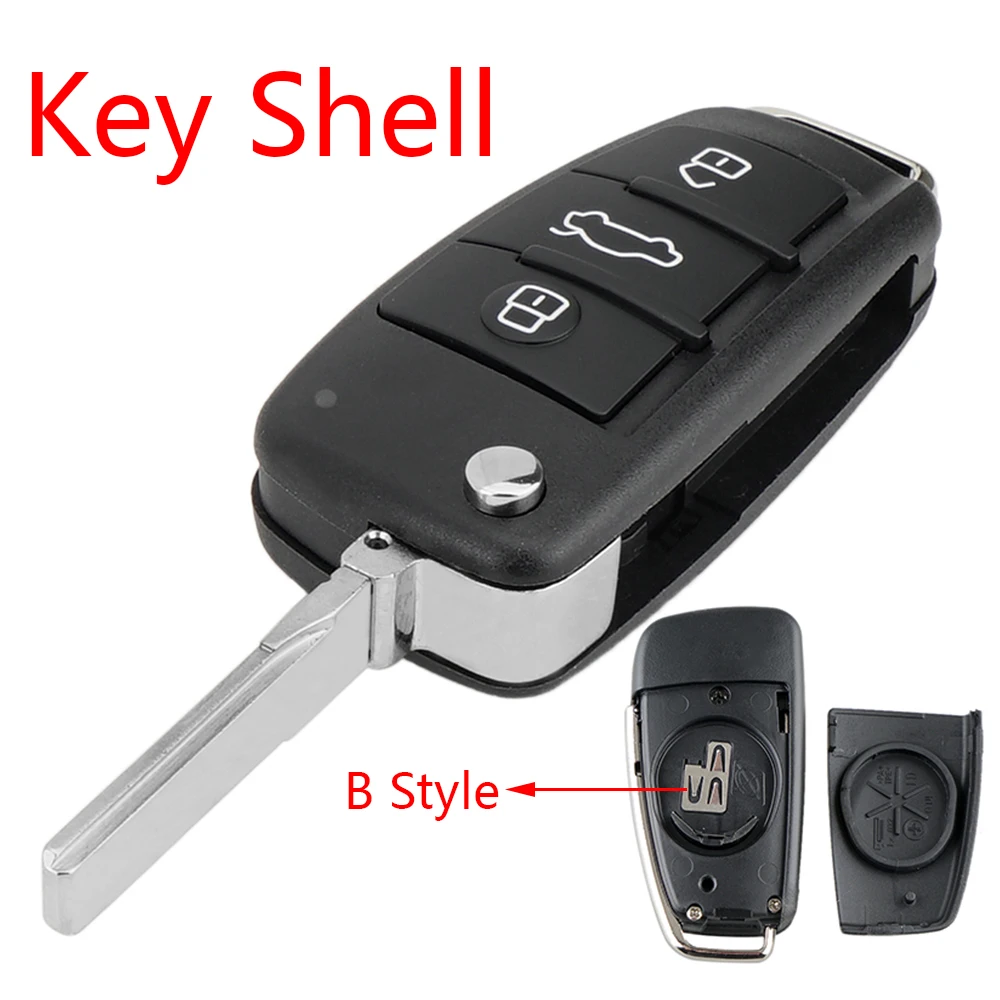 OHMSEN voor Audi 433MHz 3-knops afstandsbediening flip sleutelhuls sleutelkap TT A2 A8 A6 A6L A4 S5 C5 C6 B6 A4L A5 Q5 S RS Q7 B7 Q3 A3