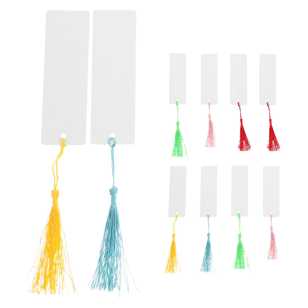 

10 set Aluminum Bookmarks Blank Heat Transfer Sublimation Diy With Tassels For Students White Bookmark Set Metal Book