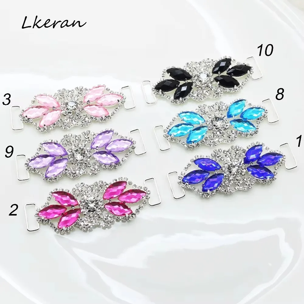 2 pcs/lot 69mm Rhinestone Connector For Swimming Wear Bikini Connector Headband Connector Shoe Buckle