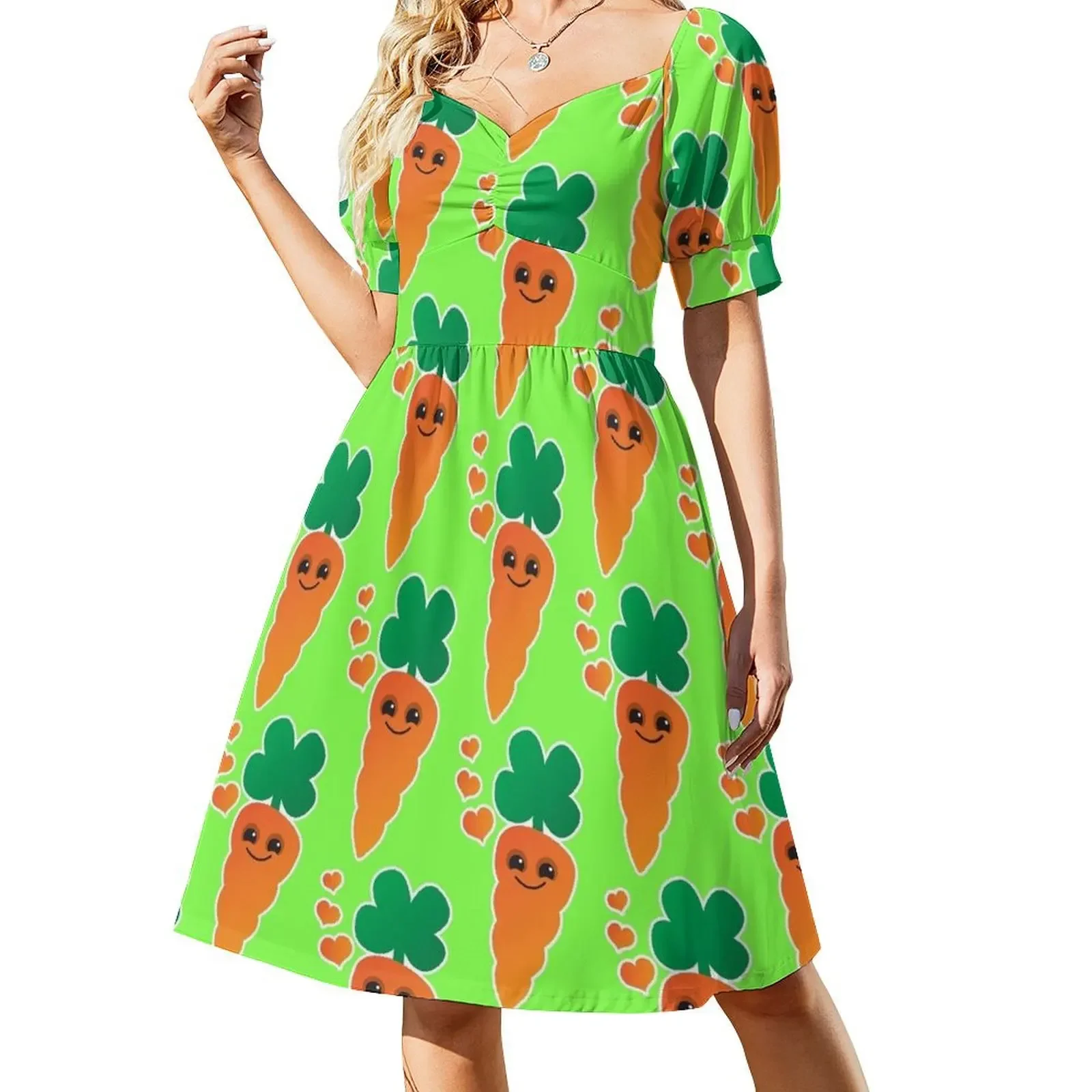 

Cute kawaii orange carrot with cute hearts Sleeveless Dress women's dresses luxury dresses with long sleeves Dress