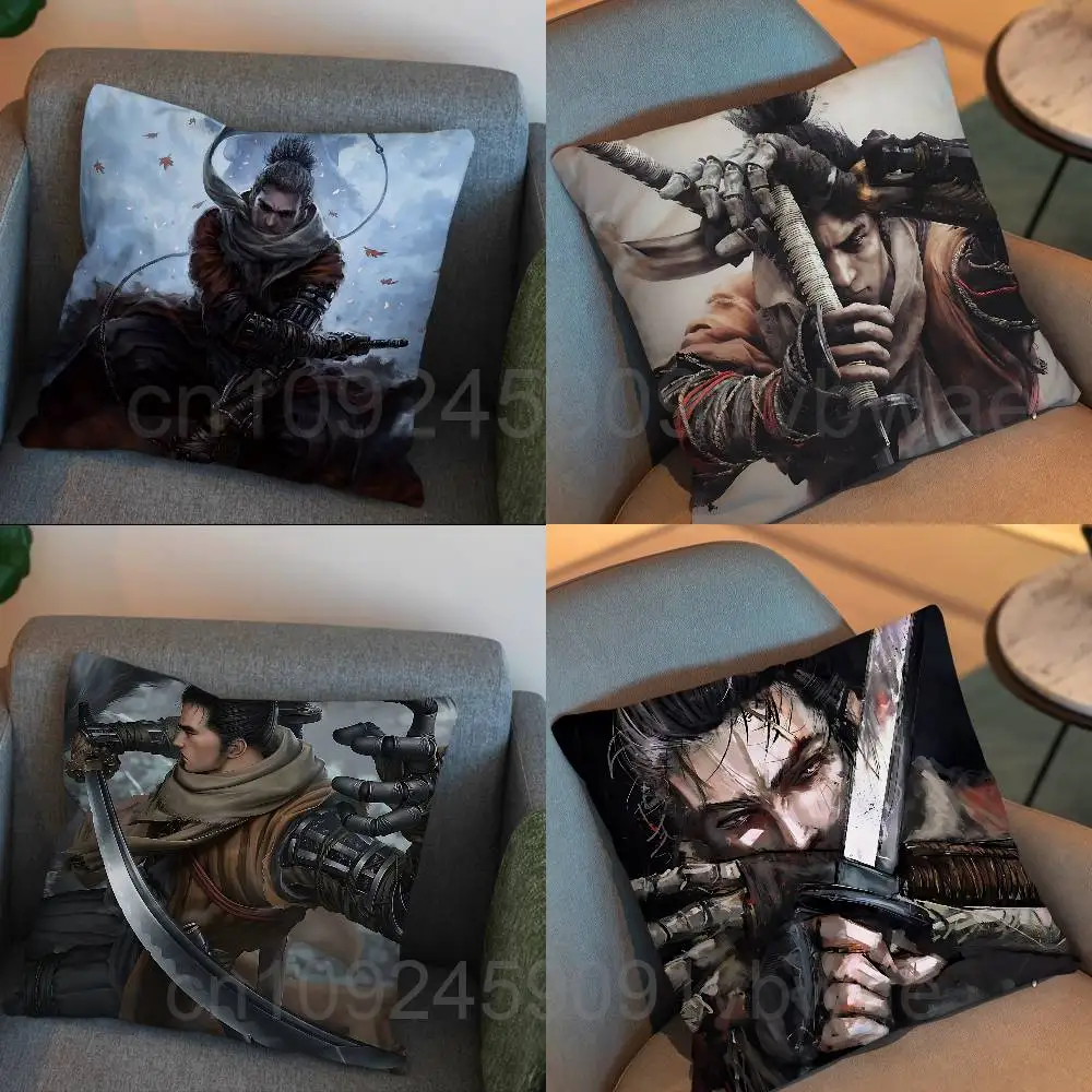 

Ninja SEKIRO game Shadows Die Twice Pillow Case Anti-dustmite Pillowcase Invisible zipper silky short plush Sofa cushion cover
