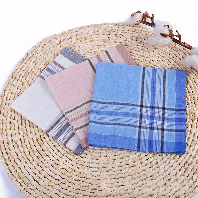 12PCS 37*37CM Polyester Cotton Men's Woven Handkerchief Classic Striped Square Handkerchief Hand Towel Wedding Party Towel