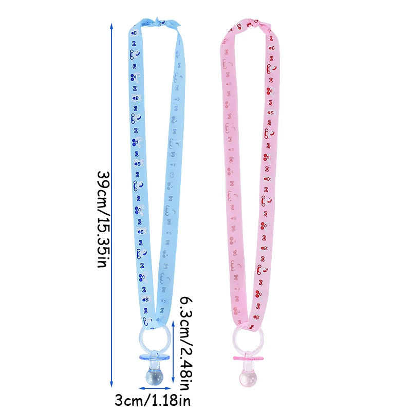 حلمة أكريليك شفافة للاستحمام ، عقد لهايات للأطفال ، مصاصة زرقاء ووردية للأطفال ، ديكور حفلات الكشف عن جنس عيد الميلاد الأول ، 5 * #6